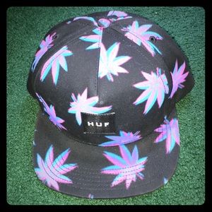 (Custom)HUF Plantlife Neon/Black Snapback Hat